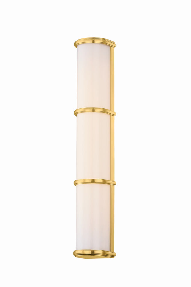 Pine Plains Linear Vanity by Hudson Valley - Integrated (18.25"W x 3.00"H), Aged Brass with Opal Glossy Glass and White Shade [Hudson Valley-7117-AGB|MAIN]