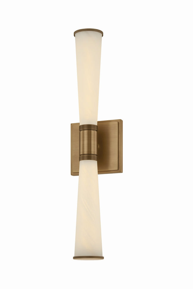 Rockland Linear Vanity by Hudson Valley - Integrated (4.25"W x 18.00"H), Patina Brass with Matte Cloud Glass and White Shade [Hudson Valley-7319-PBR|MAIN]