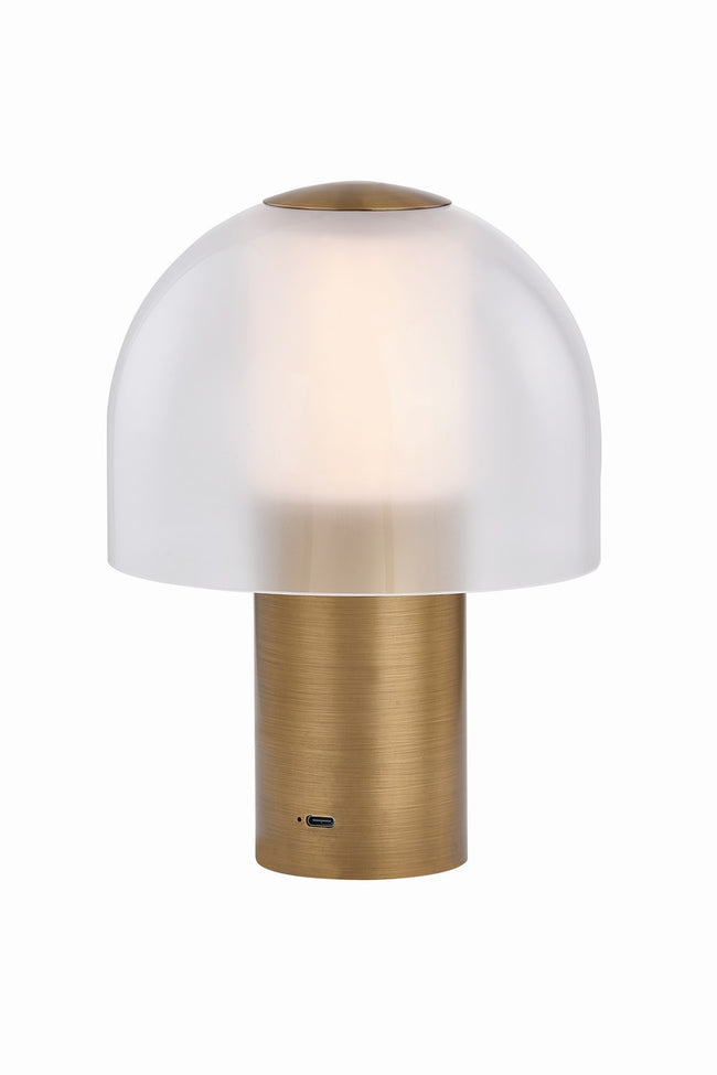 Kettletown Lamp by Hudson Valley - Patina Brass with Clear Etched Glass and Frosted Shade [Hudson Valley-L2961-PBR|MAIN]