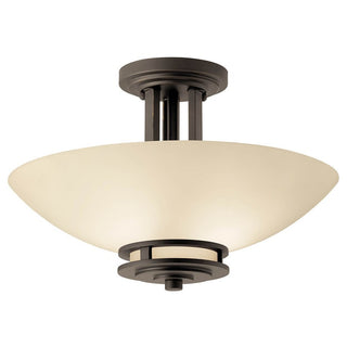 Buy olde-bronze-with-satin-etched-umber-glass-and-amber-brown-shade Hendrik Semi-Flush Mount Ceiling Light by Kichler