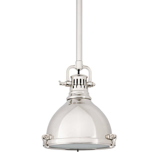 Buy polished-nickel-with-polished-nickel-glass-and-silver-gray-shade Pelham Outdoor (Damp) Pendant by Hudson Valley