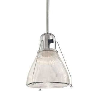 Buy polished-nickel-with-clear-prismatic-glass-and-clear-shade Haverhill Outdoor (Damp) Pendant by Hudson Valley