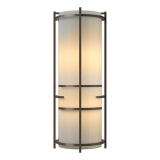 Buy bronze-with-ivory-art-glass-cc-glass-and-natural-cream-shade Banded Sconce by Hubbardton Forge