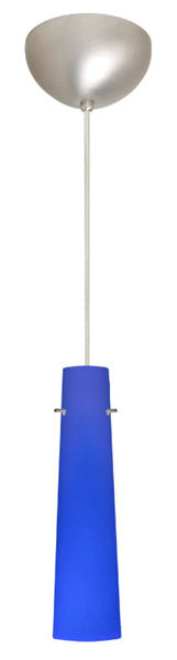Buy satin-nickel-with-cobalt-blue-matte-10-x-2-5-x-2-5-glass-and-blue-shade Camino Pendant by Besa