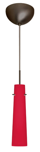 Buy bronze-with-ruby-matte-10-x-2-5-x-2-5-glass-and-red-shade Camino Pendant by Besa