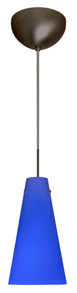 Buy bronze-with-cobalt-blue-matte-9-375-x-5-735-x-5-735-glass-and-blue-shade Cierro Pendant by Besa