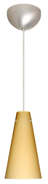 Buy satin-nickel-with-vanilla-matte-9-375-x-5-735-x-5-735-glass-and-yellow-shade Cierro Pendant by Besa