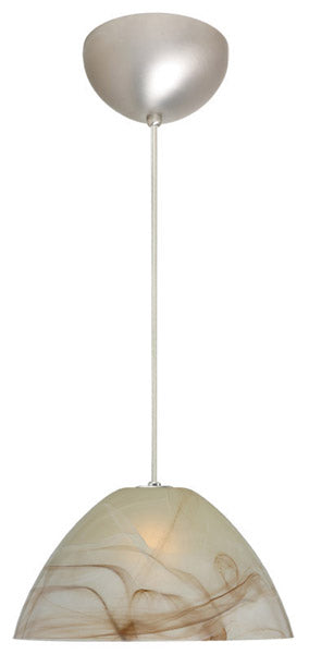 Buy satin-nickel-with-mocha-5-5-x-10-5-x-10-5-glass-and-multicolor-shade Tessa Pendant by Besa