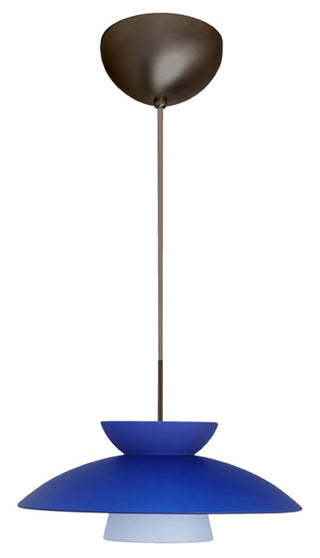 Buy bronze-with-blue-matte-6-x-15-x-15-glass-and-blue-shade Trilo Pendant by Besa