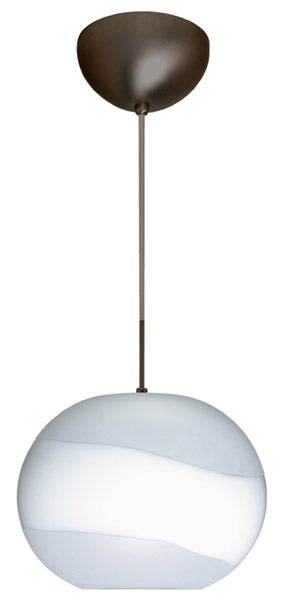Buy bronze-with-opal-frost-8-25-x-10-625-x-10-625-glass-and-white-shade Luna Pendant by Besa