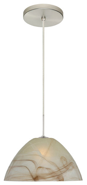 Buy satin-nickel-with-mocha-5-5-x-10-5-x-10-5-glass-and-beige-tan-shade Tessa Pendant by Besa