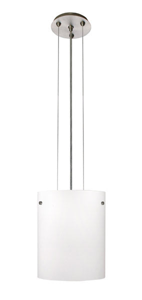 Buy satin-nickel-with-opal-matte-9-875-x-7-875-x-7-875-glass-and-white-shade Tamburo Pendant by Besa