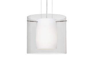 Buy satin-nickel-with-clear-opal-10-625-x-11-75-x-11-75-glass-and-clear-shade Pahu Pendant by Besa