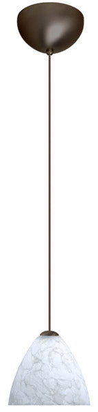 Buy bronze-with-carrera-4-5-x-5-x-5-glass-and-white-shade Mia Pendant by Besa