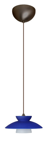 Buy bronze-with-blue-matte-3-125-x-7-x-7-glass-and-blue-shade Trilo Pendant by Besa