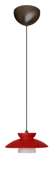 Buy bronze-with-red-matte-3-125-x-7-x-7-glass-and-red-shade Trilo Pendant by Besa