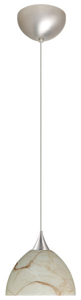 Buy satin-nickel-with-mocha-4-x-6-x-6-glass-and-frosted-shade Brella Pendant by Besa