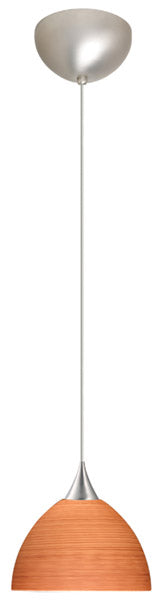 Buy satin-nickel-with-cherry-4-x-6-x-6-glass-and-amber-brown-shade Brella Pendant by Besa