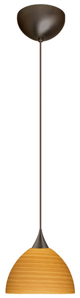 Buy bronze-with-oak-4-x-6-x-6-glass-and-amber-brown-shade Brella Pendant by Besa