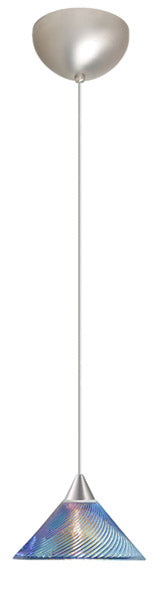 Buy satin-nickel-with-dicro-swirl-2-5-x-5-5-x-5-5-glass-and-blue-shade Kona Pendant by Besa