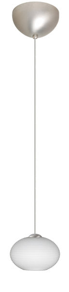 Buy satin-nickel-with-opal-matte-3-x-4-75-x-4-75-glass-and-white-shade Lasso Pendant by Besa