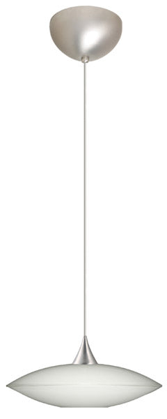 Buy satin-nickel-with-opal-glossy-2-5-x-8-75-x-8-75-glass-and-white-shade Spazio Pendant by Besa