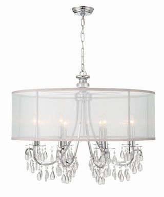 Buy polished-chrome-and-silver-gray-shade Hampton Outdoor (Damp) Chandelier by Crystorama