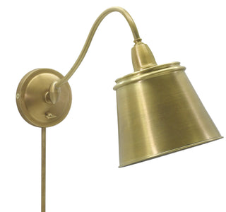 Buy weathered-brass-with-metal-glass-and-metal-shade Hyde Park Sconce by House of Troy