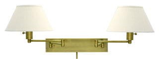 Buy antique-brass-with-off-white-linen-hardback-glass-and-natural-cream-shade Home/Office Sconce by House of Troy