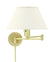 Satin Brass with Off-White Linen Hardback Glass and White Shade