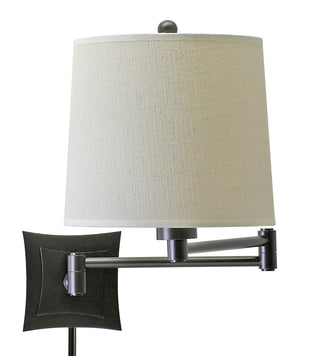Buy oil-rubbed-bronze-with-off-white-linen-hardback-glass-and-white-shade Wall Swing Sconce by House of Troy
