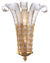French Gold with White Murano Glass Glass and White Shade
