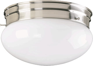 Buy satin-nickel-with-opal-glass-and-opal-shade Plain Mushrooms Outdoor (Damp) Ceiling Light by Quorum