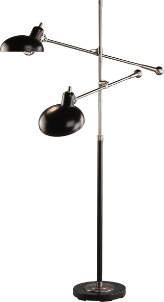 Buy lead-bronze-w-ebonized-nickel-with-metal-shades-glass-and-metal-shade Bruno Floor Lamp by Robert Abbey