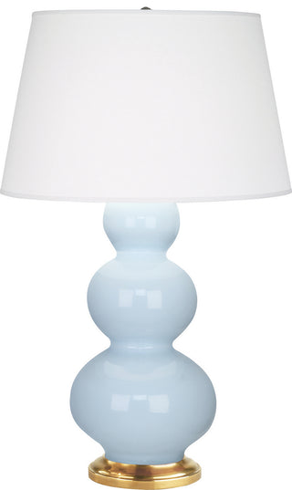 Buy baby-blue-glazed-ceramic-w-antique-natural-brassed-with-pearl-dupioni-fabric-shade-glass-and-natural-cream-shade Triple Gourd Table Lamp by Robert Abbey