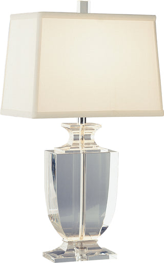 Buy clear-crystal-w-silver-plate-with-off-white-fabric-glass Artemis Lamp by Robert Abbey