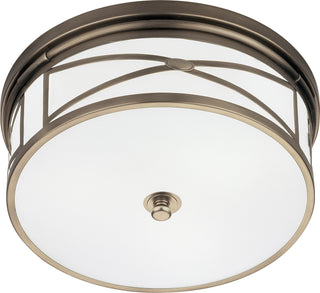Buy dark-antique-nickel-with-frosted-white-glass-shade-glass-and-frosted-shade Chase Flush Mount Ceiling Light by Robert Abbey