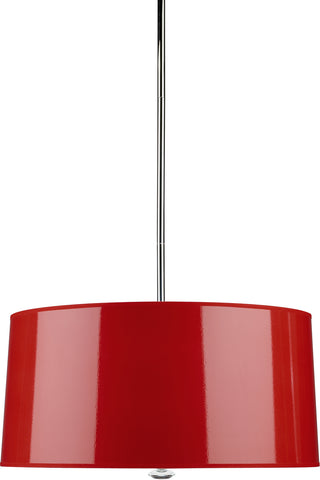 Buy polished-nickel-with-red-ceramik-parchment-shade-with-silver-mylar-lining-glass-and-red-shade Penelope Pendant by Robert Abbey