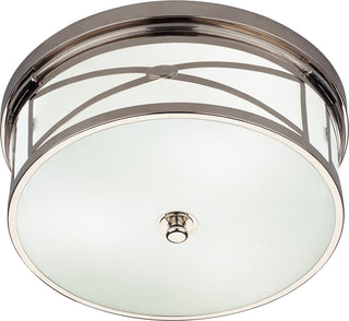 Buy polished-nickel-with-white-glass-shade-glass-and-white-shade Chase Flush Mount Light by Robert Abbey