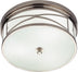 Polished Nickel with White Glass Shade Glass and White Shade