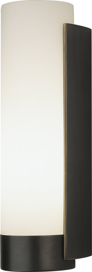 Buy deep-patina-bronze-with-white-frosted-glass-shade-glass-and-white-shade Tyrone Sconce by Robert Abbey