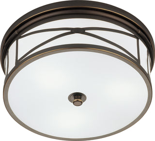 Buy deep-patina-bronze-with-white-glass-shade-glass-and-white-shade Chase Flush Mount Light by Robert Abbey