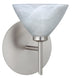 Satin Nickel with Marble 2.875``x 5``x 5`` Glass and White Shade