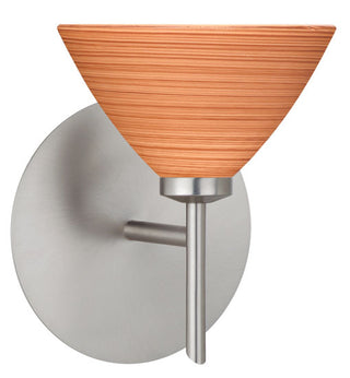 Buy satin-nickel-with-cherry-2-875-x-5-x-5-glass-and-amber-brown-shade Domi Sconce by Besa