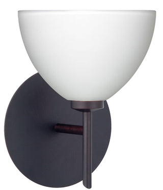 Buy bronze-with-white-4-x-6-x-6-glass-and-white-shade Brella Sconce by Besa