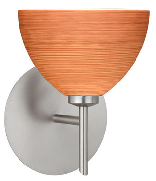 Buy satin-nickel-with-cherry-4-x-6-x-6-glass-and-amber-brown-shade Brella Sconce by Besa