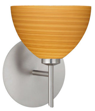 Buy satin-nickel-with-oak-4-x-6-x-6-glass-and-amber-brown-shade Brella Sconce by Besa
