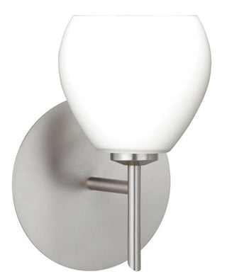 Buy satin-nickel-with-opal-matte-3-875-x-4-125-x-4-125-glass-and-opal-shade Tay Tay Sconce by Besa
