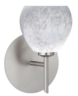 Buy satin-nickel-with-carrera-3-875-x-4-125-x-4-125-glass-and-white-shade Tay Tay Sconce by Besa