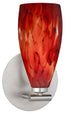 Satin Nickel with Garnet 7.5``x 4``x 4`` Glass and Red Shade